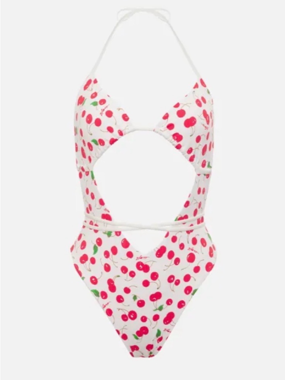 NWOT Frankie's Bikinis White Cherry Cutout One-Piece Swimsuit Sz medium